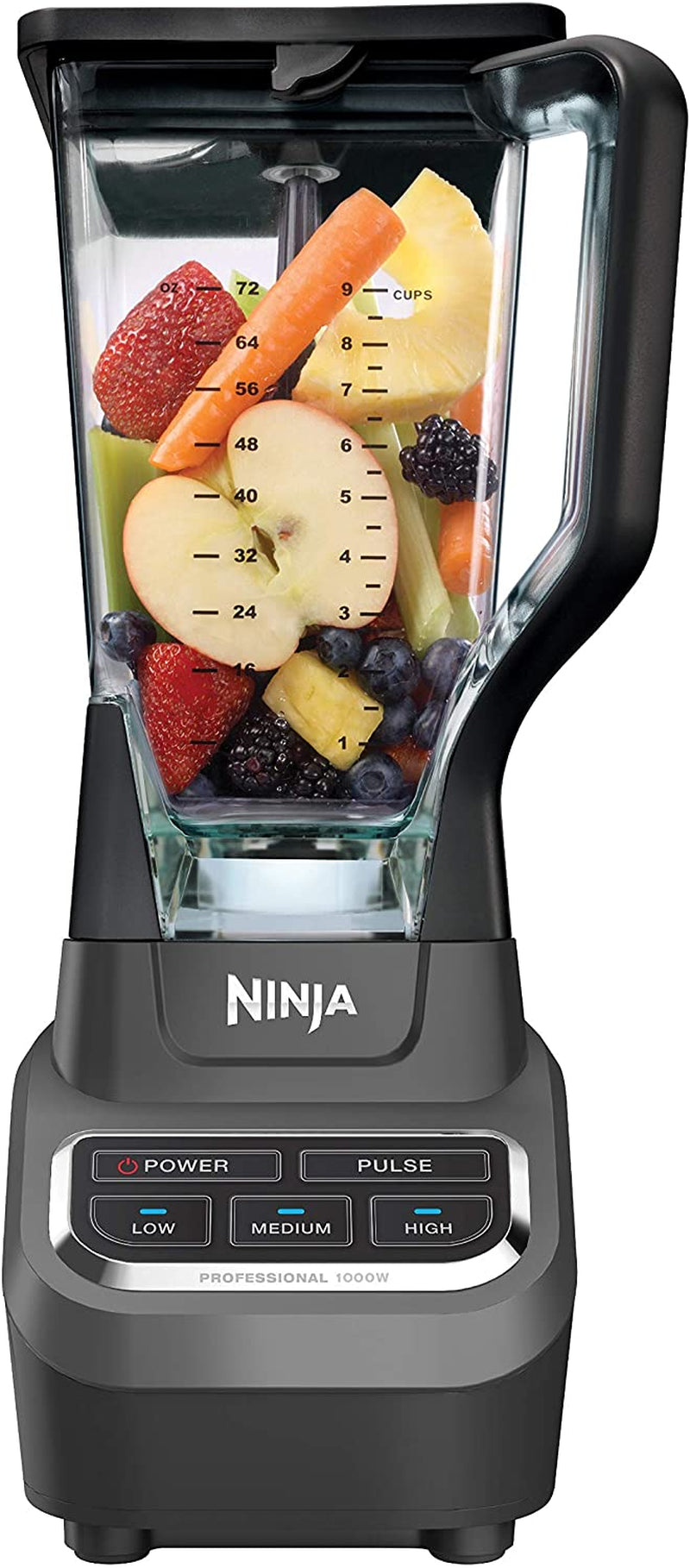 Professional Blender 1000W, Total Crushing Technology- Smoothies, Ice Crushing & Frozen Fruit, Full-Size Countertop Blender, 72-Oz. Pitcher, Black & Grey, BL610
