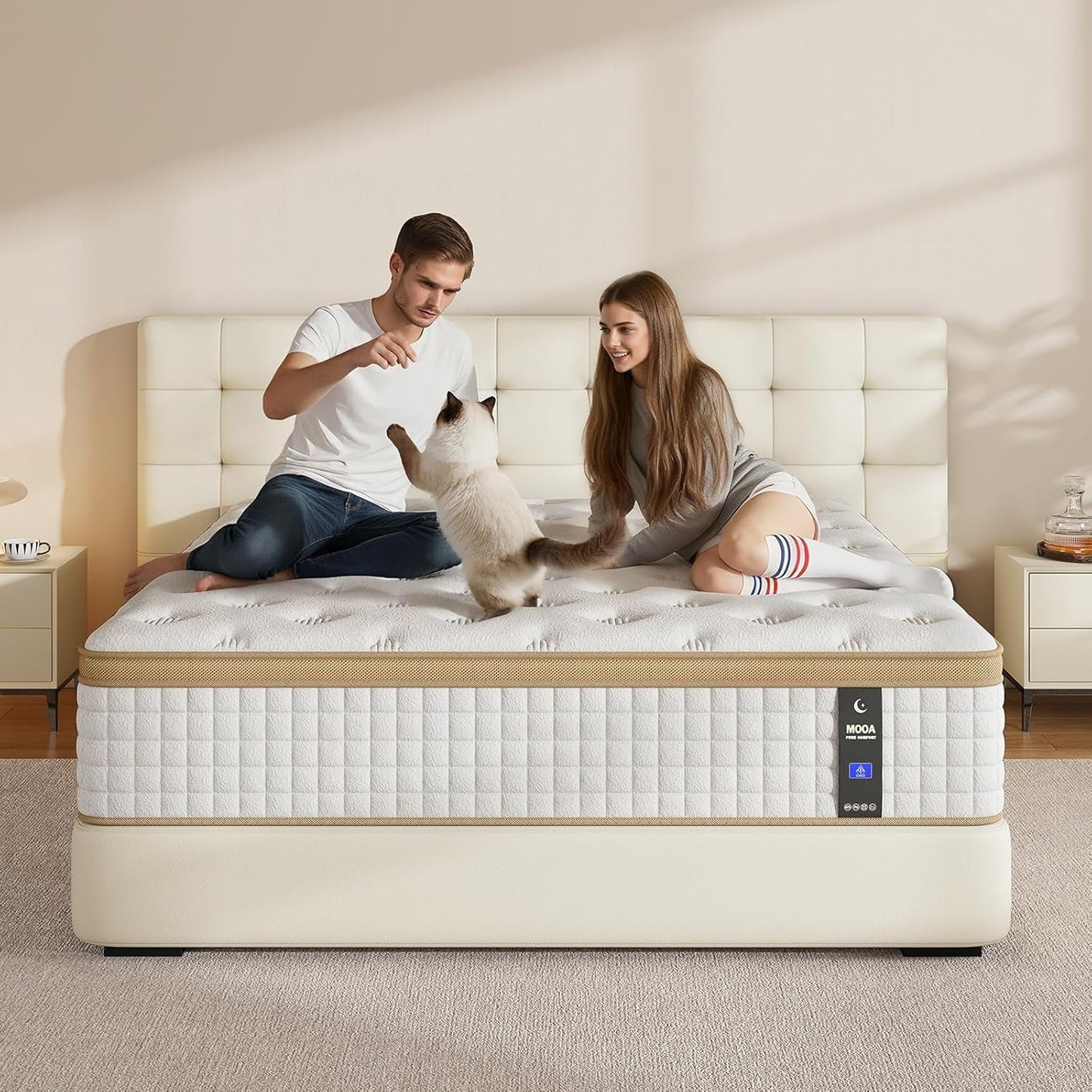 Queen Mattress, 12 Inch Queen Mattresses, Medium Firm Cooling Memory Foam for Hip/Shoulder/Lumbar Support, Individual Springs for Pressure Relief & Motion Isolation, Hybrid Mattress in a Box