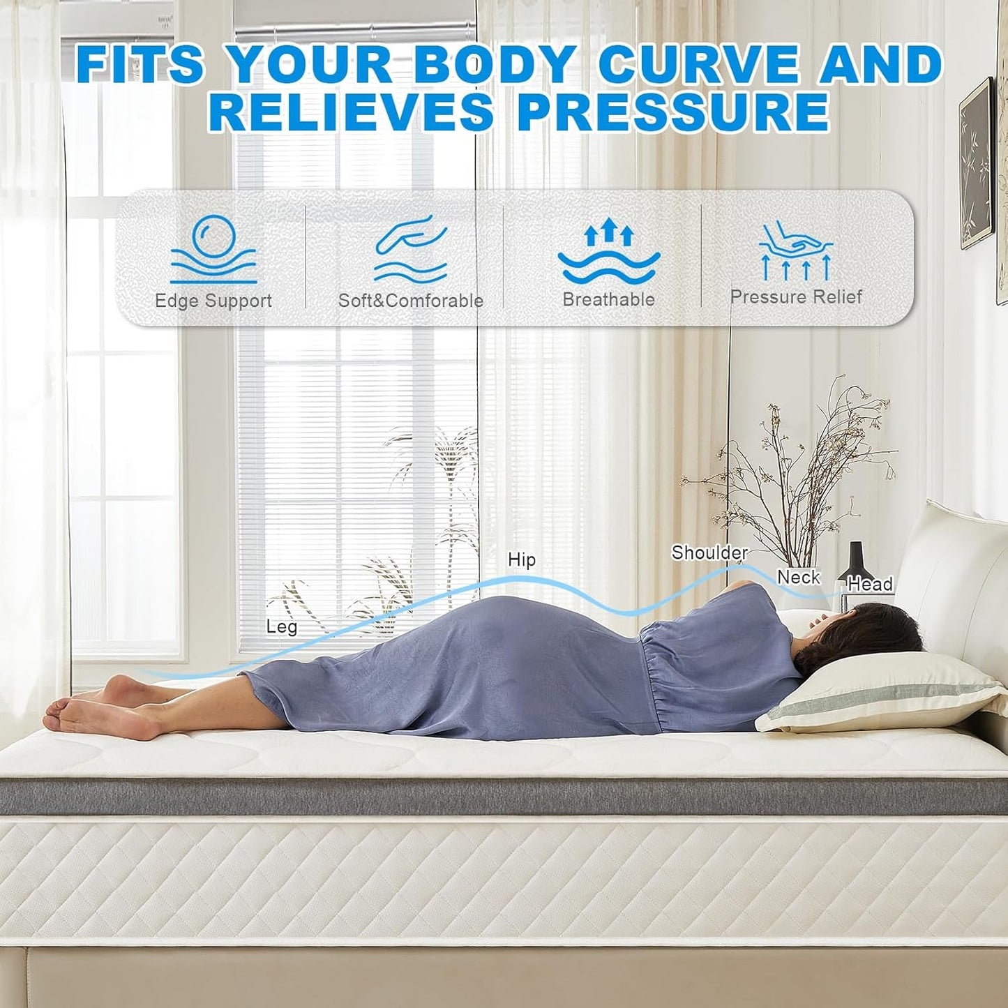 Full Size Mattress, 10 Inch Hybrid Memory Foam Mattress in a Box, with Upgrade Individually Pocket Springs, Pressure Relief, Breathable Comfort and Durable, Certipur-Us