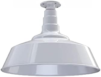 Steel Lighting Co. Manhattan Warehouse Light | Ceiling Mounted Pendant | 20 inch Dome | Flush Mount | Large Steel Barn Light Made in America | White Exterior/White Interior