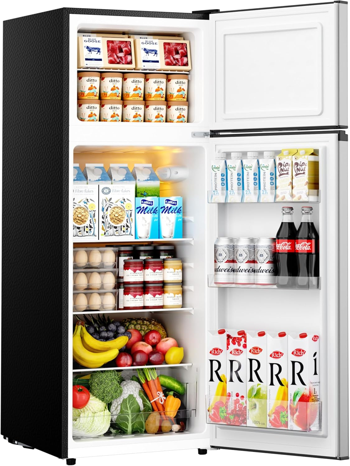 7.4 Cu.Ft. Refrigerator with Freezer, 2 Door Fridge, Large Capacity,Adjustable Thermostat, Refrigerator for Kitchen/Dorm/Apartment/Garage - Food Storage or Cooling Drinks, Silver