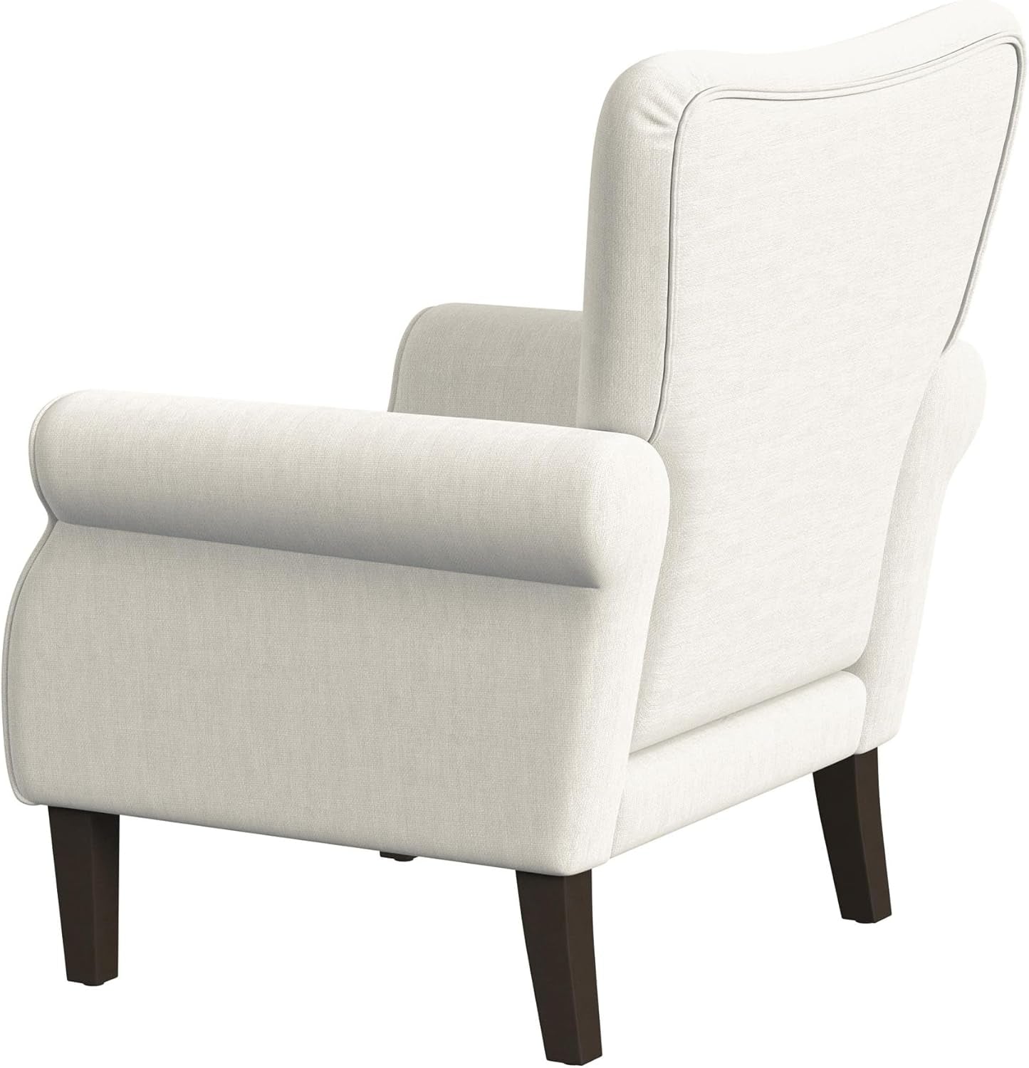 Home Decor | Upholstered Rolled Arm Accent Chair | Accent Chairs for Living Room & Bedroom | Decorative Home Furniture - Cream Solid Woven