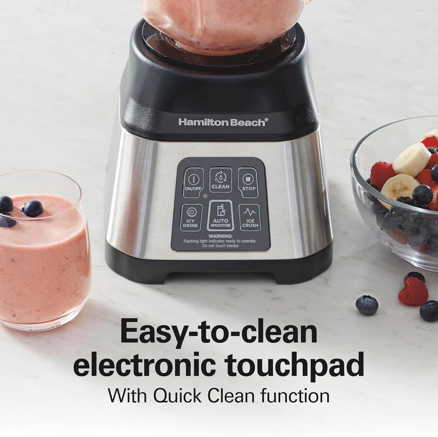 Blender for Smoothies with 5 Functions Including Auto Smoothie Cycle, Wave Action System for Ultra Smooth Results, 850 Watts, 40Oz BPA Free Glass Jar, Stainless Steel (56208)