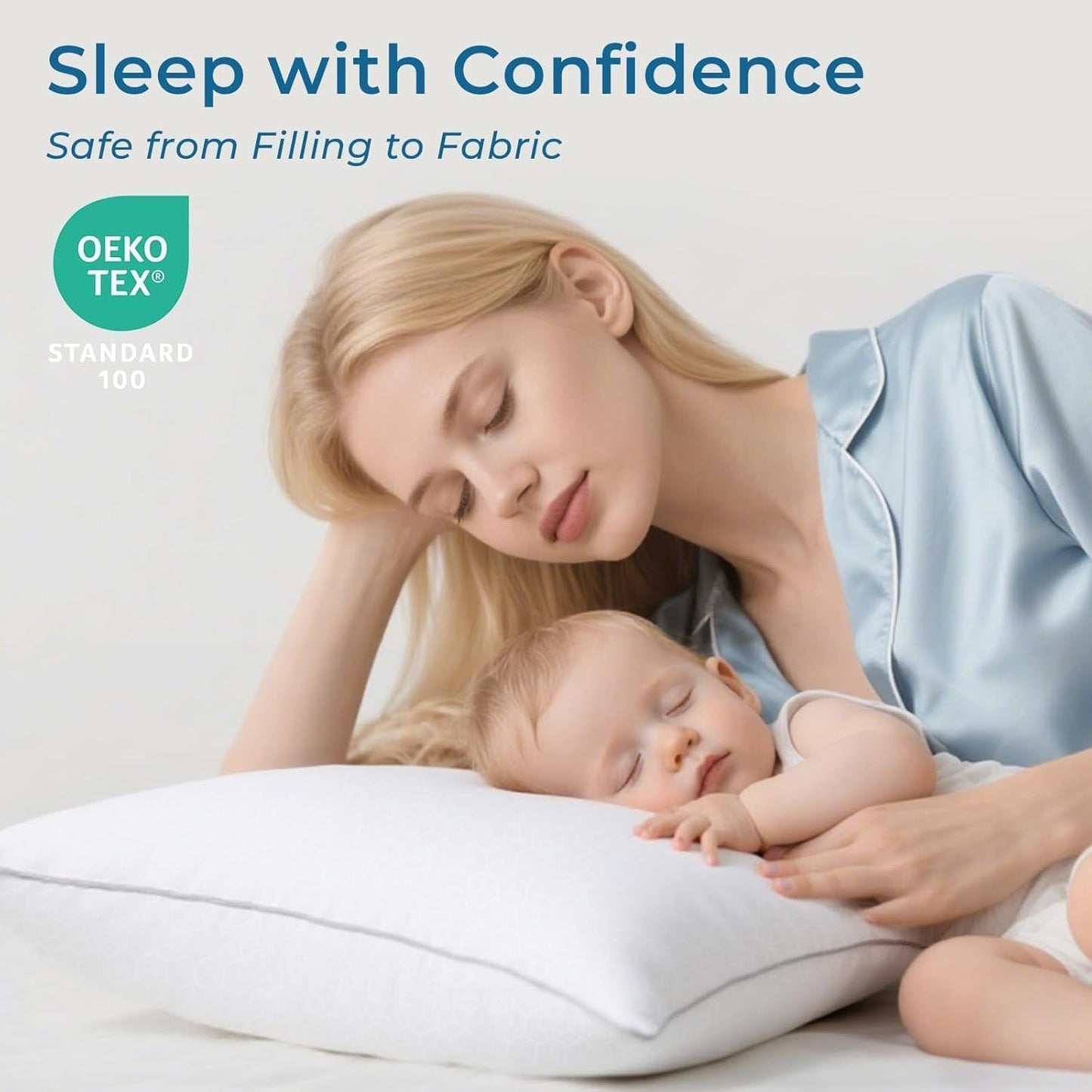King Size Pillows Set of 2, Bed Pillows for Side, Back, and Stomach Sleepers - Oeko-Tex Certified Supportive down Alternative Plump Filling - Hotel Quality and Machine Washable, 2 Pack