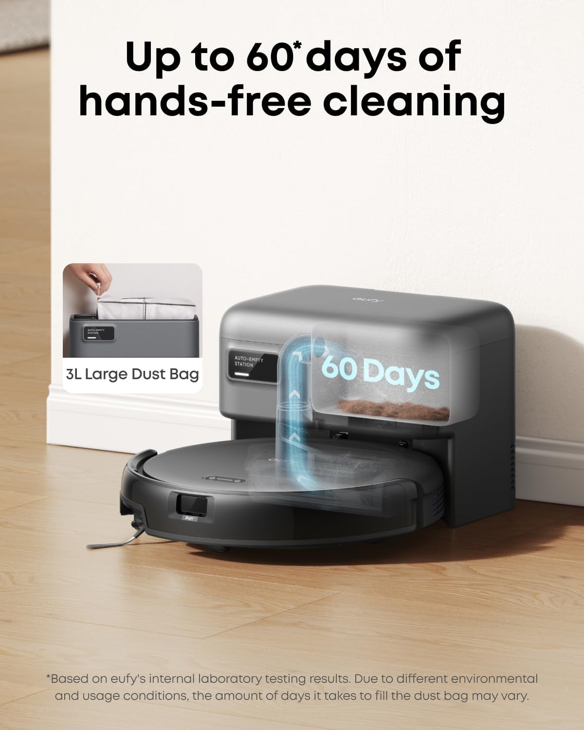 C10 Robot Vacuum Self Emptying, 8 Weeks Hands Free, Advanced Smart Mapping with Lidar Navigation, 2.85-Inch Slim Design, Powerful Suction, Edge Expansion Brush for Pet Hair, Carpet Detection