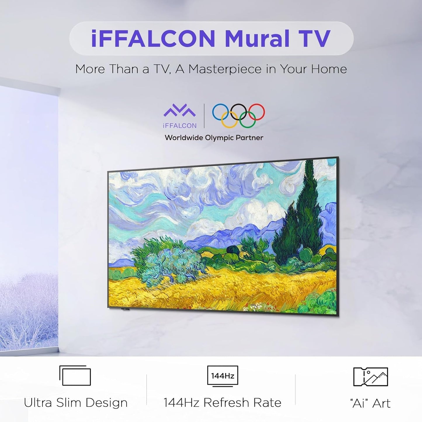 65-Inch Class QLED 4K Smart TV, Ultra-Slim Picture Frame TV, 144Hz, HDR, Art Mode W/Ai Art, Wide Color Gamut, Dolby Vision IQ, Dolby Atmos, Google Assistant Voice Remote(65F75, 2025 Model)