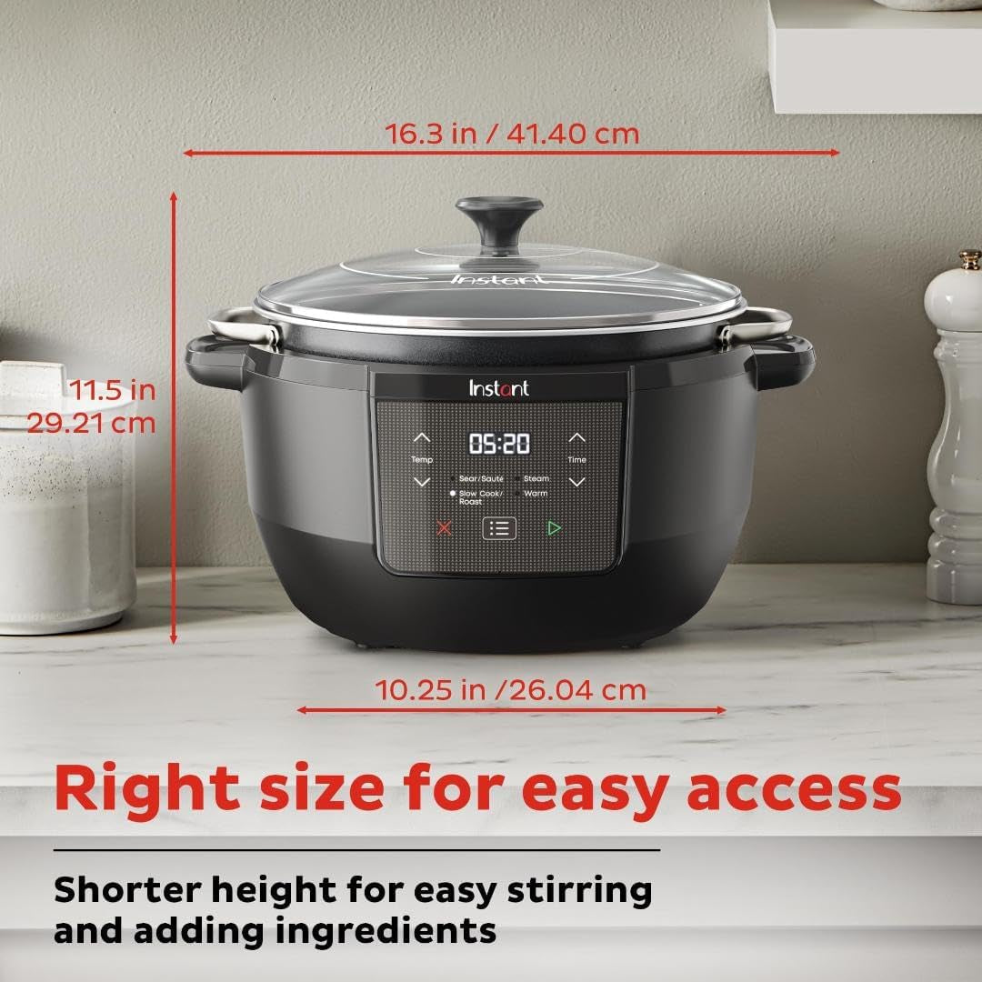 Superior Cooker 7.5QT Slow Cooker and Multicooker, 4-In-1 Functions, Sears/Sauté, Slow Cooks/Roast, Steams and Warms, from the Makers of