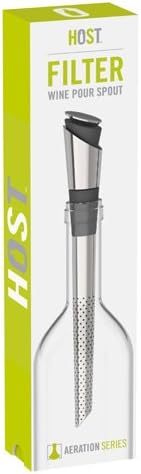 Host Wine Filter Pour Spout with Stopper, Stainless Steel Wine Purifier to Remove Histamines, Sulfite and Soften Tannins, Includes Stopper with Silicone Seal, Set of 1