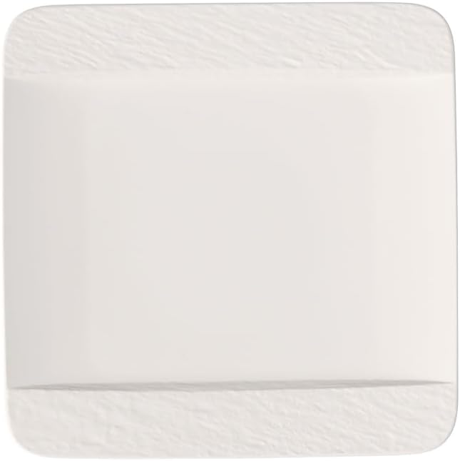 Villeroy & Boch Manufacture Rock Blanc Square, Elegant Plate Made from Premium Porcelain, Dishwasher Safe, White
