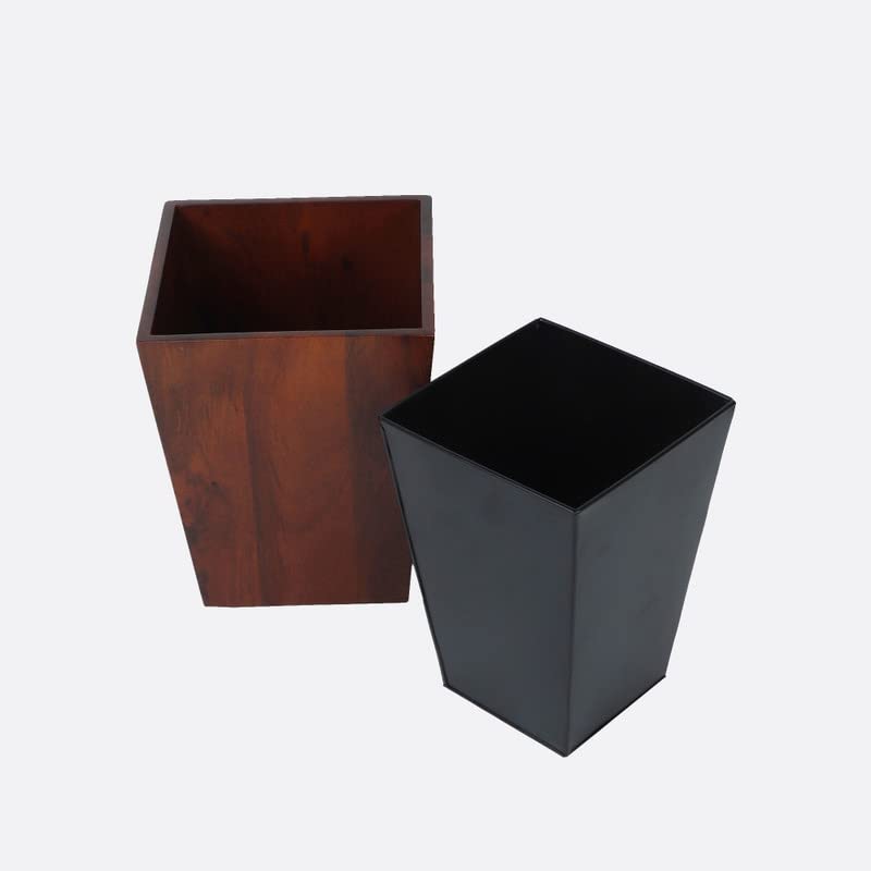 Premium Solid Wood Trashbin Multipurpose Furniture Basket for Home Living Room Office | Dustbin with Removal Metal Inner Liner from Mahogany Collection (Dwindle, 8x8x9.8 Inch)