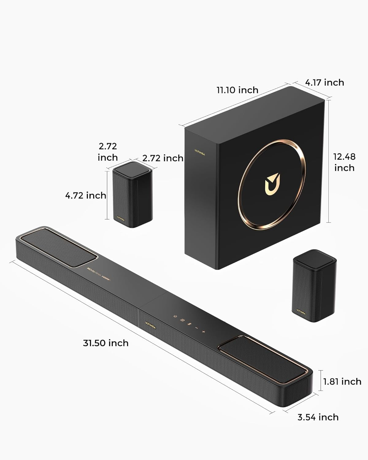 5.1.2Ch Sound Bar with Dolby Atmos, Surround Sound System for TV with 2 Surround Speakers, Sound Bar for Smart TV, Soundbar for Home Theater, BT 5.4, HDMI Earc, Skywave F40 (New, 2025 Model)