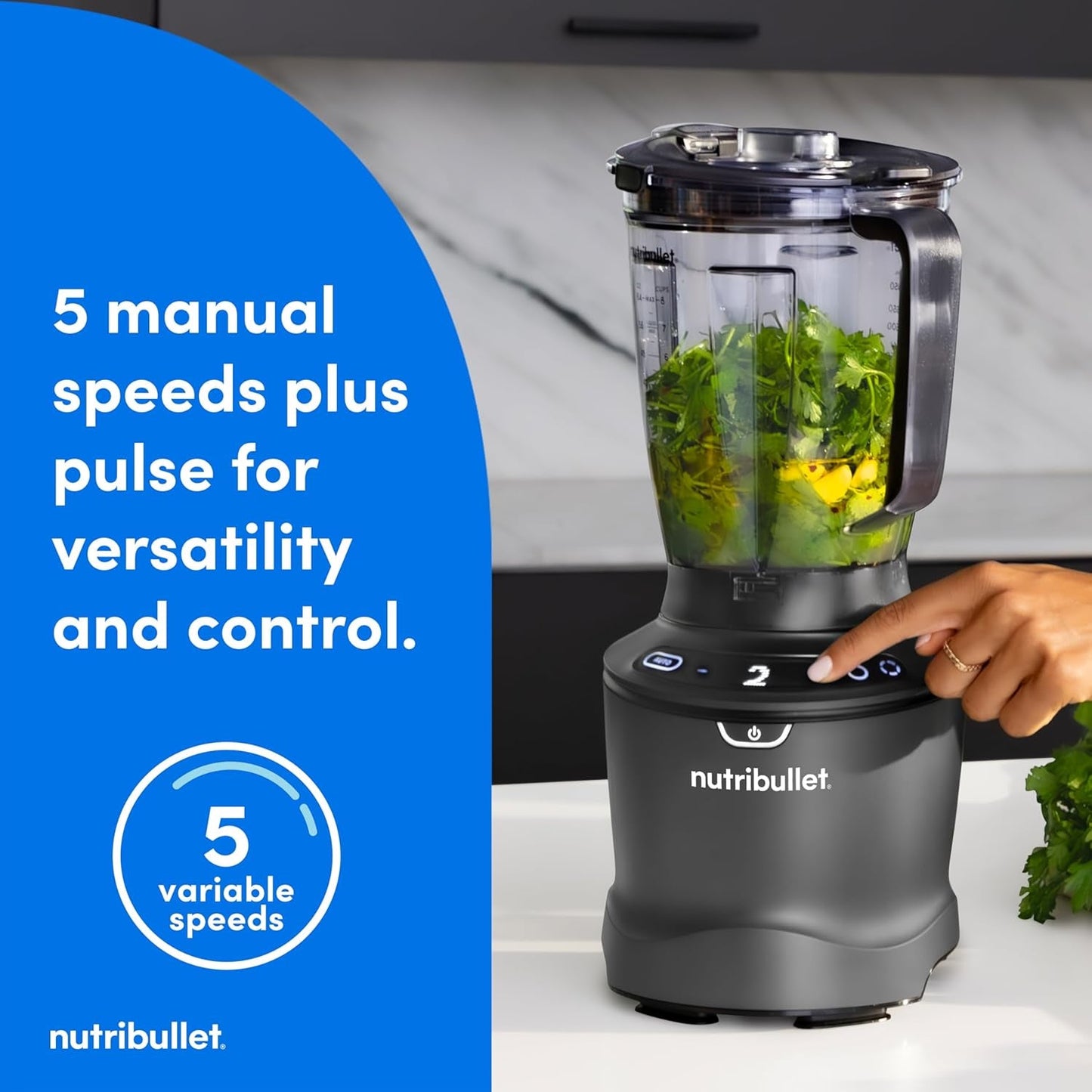 Smartsense 5-Speed, Full-Size Blender, 1400 Watt- Gunmetal Gray