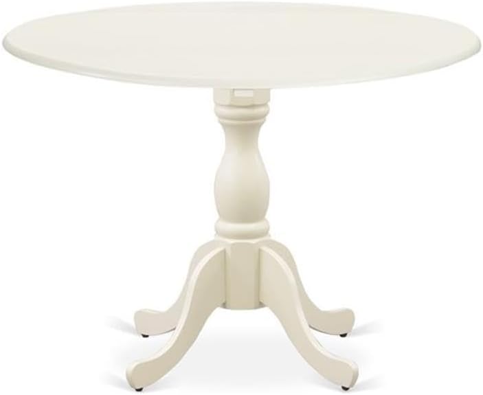 East West Furniture DMAV5-LWH-W 5 Piece Modern Dining Table Set Includes a Round Wooden Table with Dropleaf and 4 Dining Chairs, 42x42 Inch, Linen White