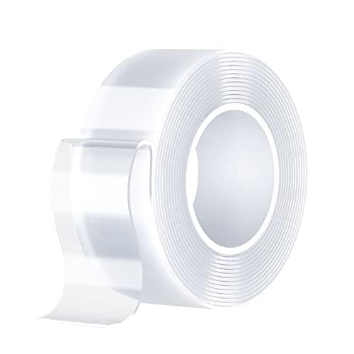Double Sided Tape Heavy Duty (10FT) Mounting Tape Strong Adhesive Strips Sticky Nano Tape Multipurpose Removable Transparent Two Sided Poster Tape for Paste Items, Household