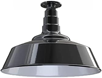 Steel Lighting Co. Manhattan Warehouse Light | Ceiling Mounted Pendant | 20 inch Dome | Flush Mount | Large Steel Barn Light Made in America | Black Exterior/White Interior