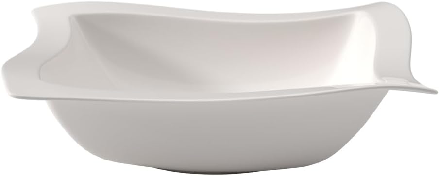 Villeroy & Boch New Wave Square Salad Bowl, 13 in, Premium Porcelain, White