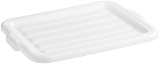 20 x 15 Inch Heavy-Duty Polypropylene Bus Tub Storage Box Lid, White, Stackable with Reinforced Rim, Dishwasher Safe