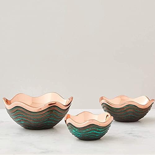 Nambe Copper Canyon Bowl | 7Inch Fruit Bowl for Kitchen Counter, Table, Mantel Dcor | Decorative Scalloped Edge Vegetable Basket | Salad Serving Bowl | 21.5 Ounce