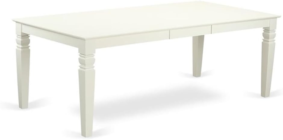 East West Furniture LGEN9-LWH-57 9 Piece Modern Dining Table Set Includes a Rectangle Wooden Table with Butterfly Leaf and 8 Pond Faux Leather Upholstered Chairs, 42x84 Inch, Linen White
