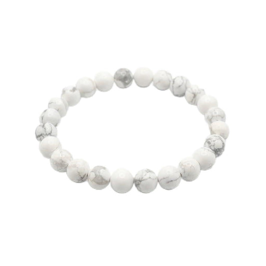 The Vida Handmade AAA+ Quality Crystal Stretch Elastic Bracelet - Nature Gemstone - Jewelry Gift - Holiday Gift - For Women & Men (Howlite)