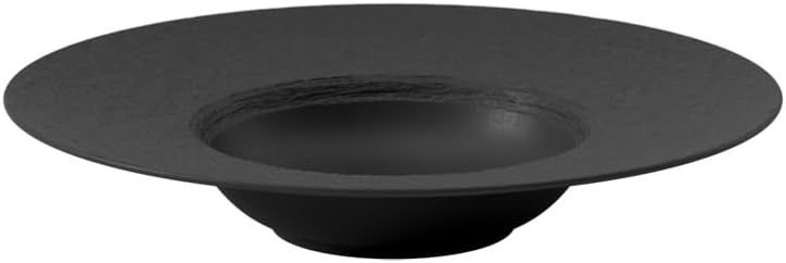 Villeroy & Boch Manufacture Rock Pasta Plate with Rim, Premium Porcelain, Made in Germany, Matte Black, 11.5 in, Premium Porcelain