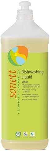 Sonett Organic Lemon Dishwashing Liquid Soap (34 and 10 fl oz) and Dishwasher Tablets (17 fl oz) Set of 3
