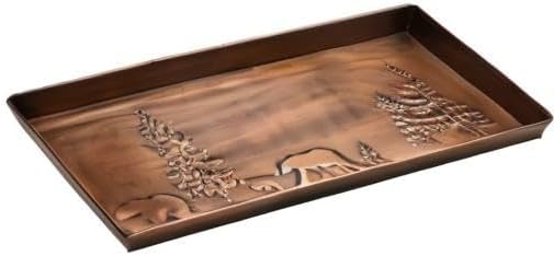 HF by LT Bear Pattern Metal Boot Tray, 30 x 13 inches, Antique Copper Finish