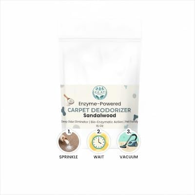 Enzyme-Powered Carpet Deodorizer (Powder) - Sandalwood | Natural Pet Odor Eliminator | Bio-Enzymatic Formula, Premium Performance, Eco Friendly | 16 oz