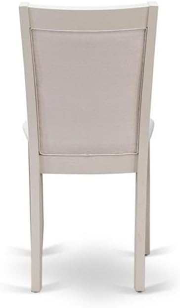 East West Furniture X097MZ001-7 7 Piece Modern Dining Table Set Consist of a Rectangle Wooden Table with X-Legs and 6 Cream Linen Fabric Parson Dining Chairs, 40x72 Inch, Multi-Color