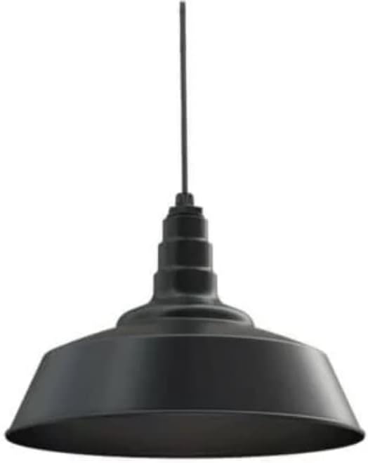 Steel Lighting Co. Manhattan Warehouse Light | Ceiling Mounted Pendant | 20 inch Dome | Black Cord | Large Steel Barn Light Made in America | Matte Black Exterior/Matte Black Interior