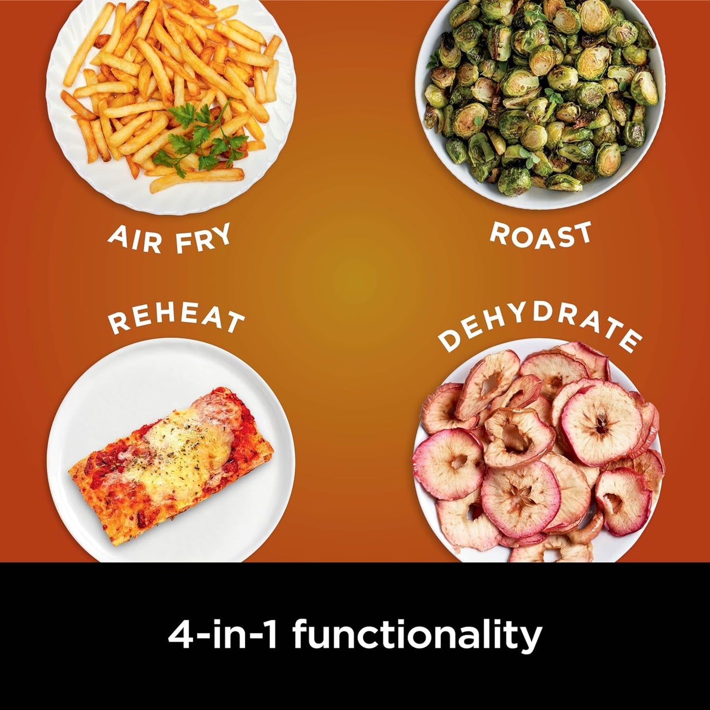 | Air Fryer | 4-In-1 Pro Air Fry, Roast, Reheat, Dehydrate | 5QT Capacity Fits up to 4Lbs of French Fries | 400F Max Temp | Nonstick Basket & Crisper Plate | 120V | Grey | AF141