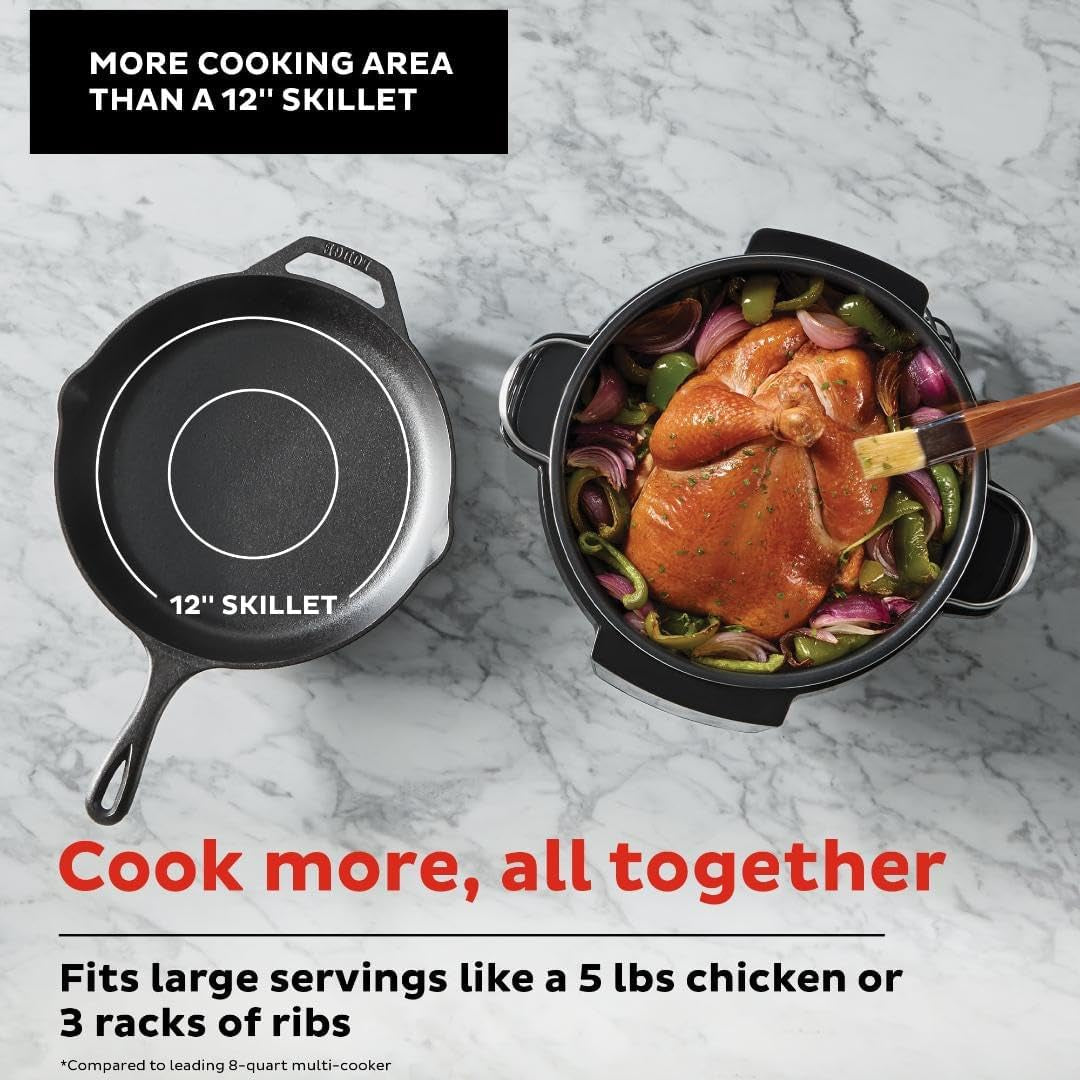 Superior Cooker 7.5QT Slow Cooker and Multicooker, 4-In-1 Functions, Sears/Sauté, Slow Cooks/Roast, Steams and Warms, from the Makers of