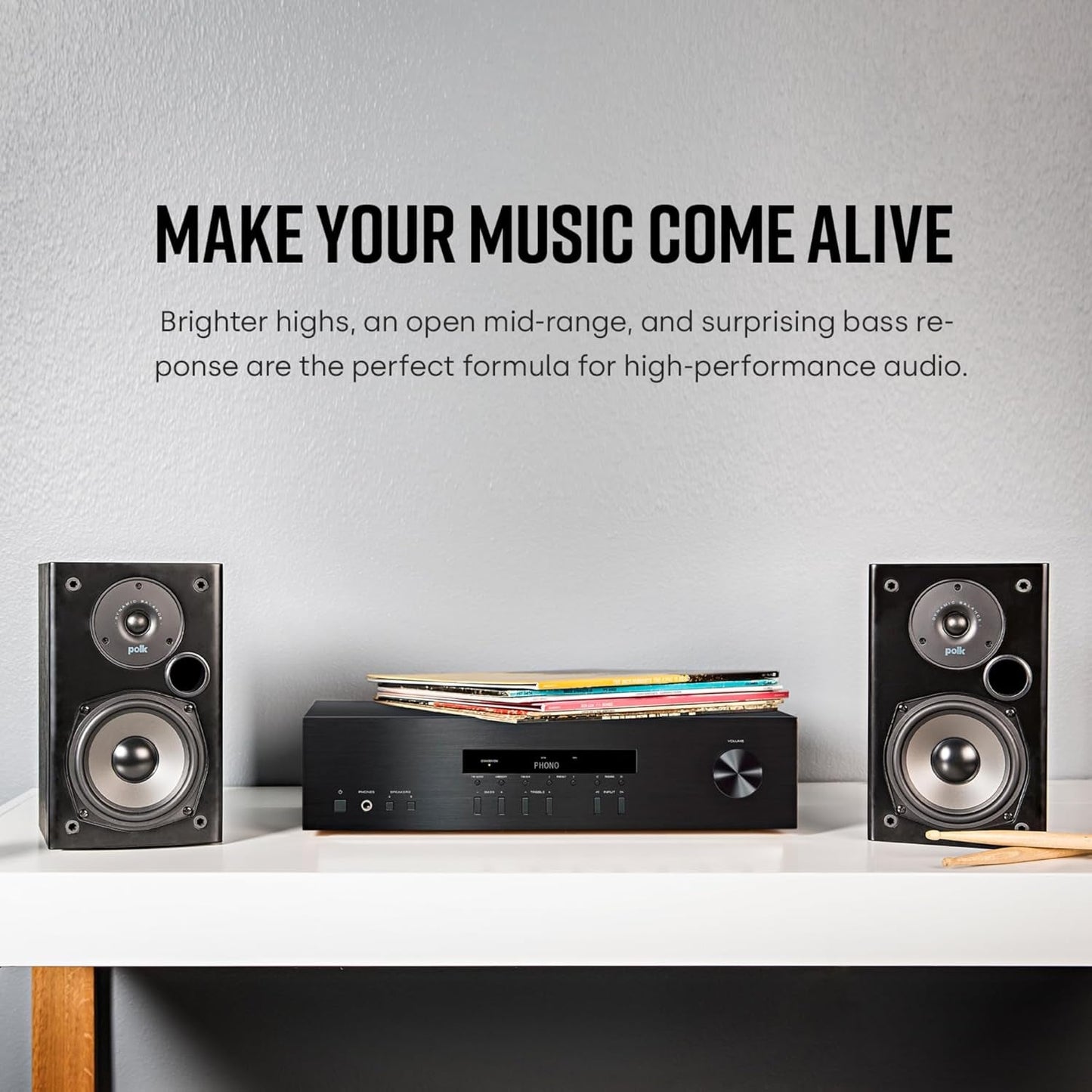 T15 Home Theater and Stereo Bookshelf Speakers – Deep Bass Response, Dolby and DTS Surround, Wall-Mountable, Pair, Black