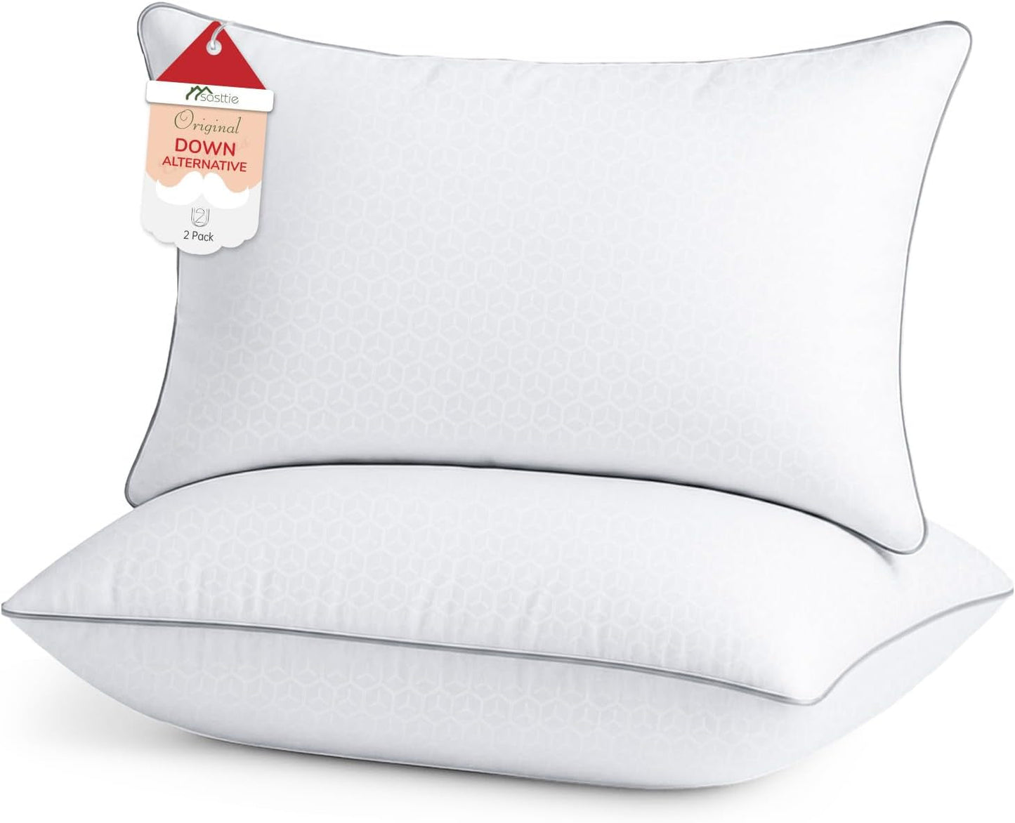 King Size Pillows Set of 2, Bed Pillows for Side, Back, and Stomach Sleepers - Oeko-Tex Certified Supportive down Alternative Plump Filling - Hotel Quality and Machine Washable, 2 Pack