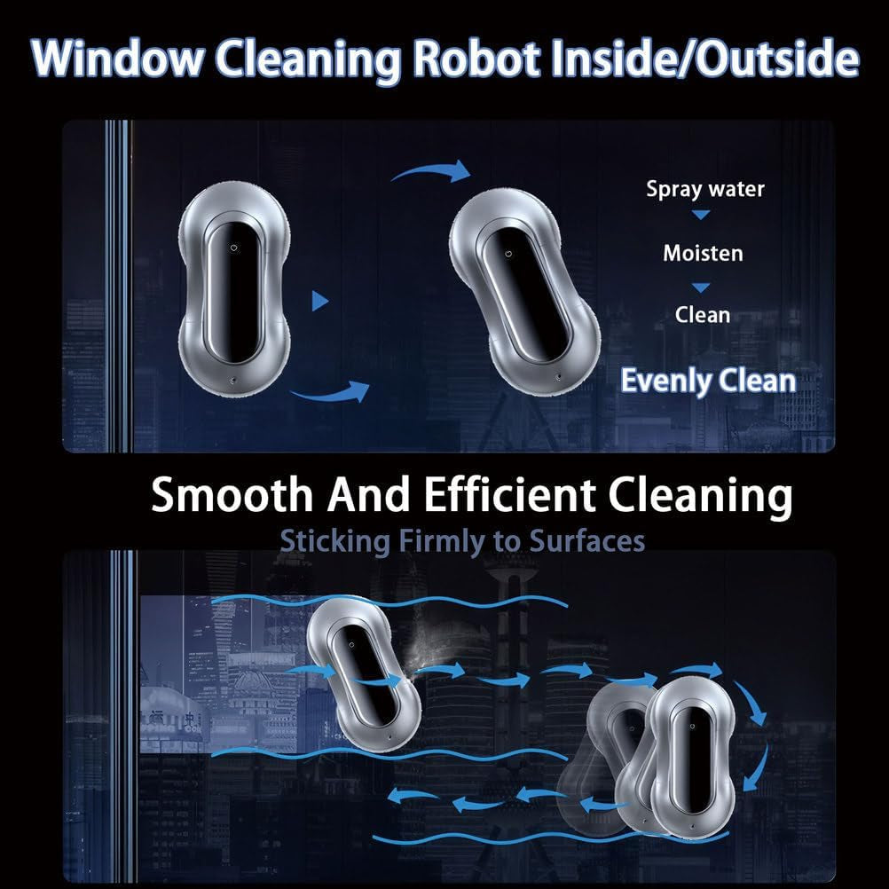 Window Cleaner Robot Auto Dual Spray,Automatic Window Cleaning Robot with Intelligent Path Planning,Edge Detection Technology, Remote Control,Window Cleaner All Smooth Surfaces