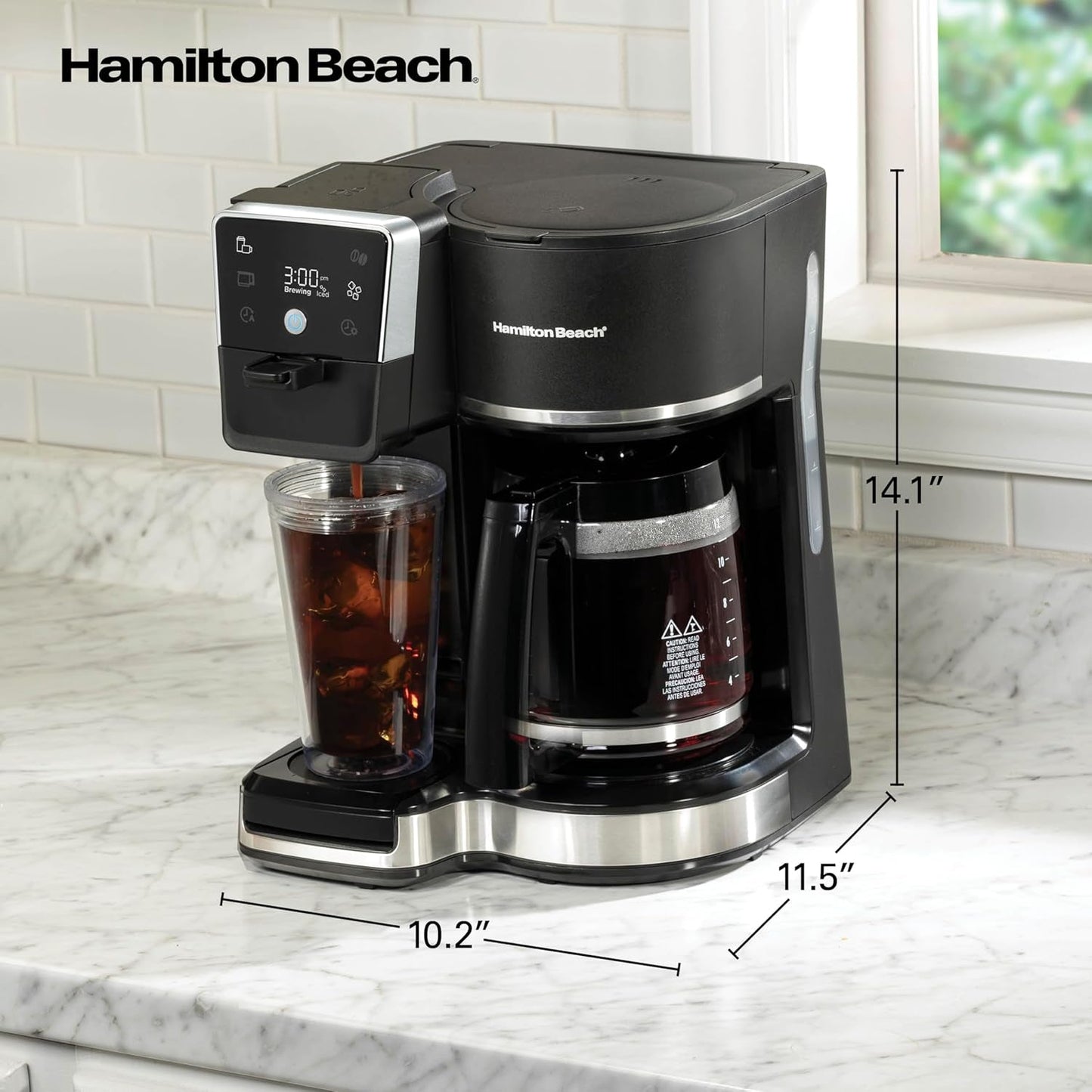 2-Way 12 Cup Programmable Drip Hot and Iced Coffee Maker & Single Serve Coffee Machine, Glass Carafe, Auto Pause and Pour, Black (47500J)