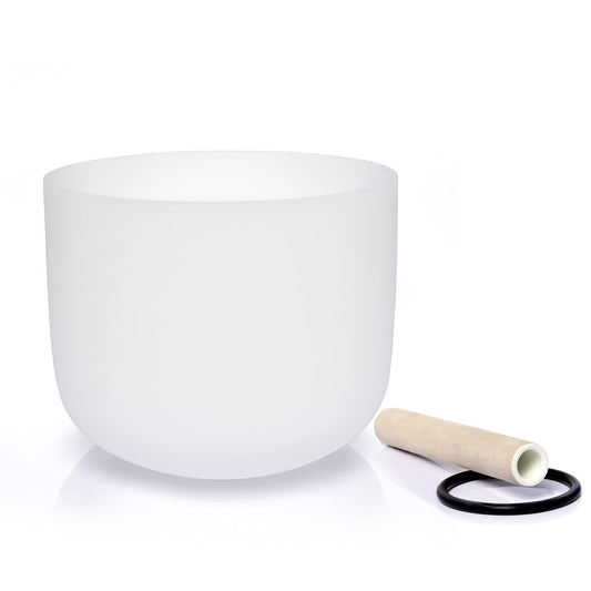 Territory E Note Solar Plexus Chakra Quartz Frosted Crystal Singing Bowl 8 Inch