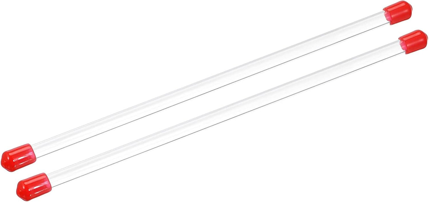 PATIKIL Clear Rigid Tube Round Plastic Tubing with Red Rubber Caps Polycarbonate Water Pipe, 305mm/ 12 Inch Length, 5mmx6mm/0.2"x0.23", 2 Set