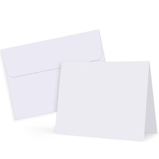 Eupako 50 Pack White-Blank-Cards-and-Envelopes-5x7-Heavyweight-Folded-Cardstock-and-A7-Envelopes-Self-Seal for DIY Greeting Cards, Invitations, Wedding, Baby Shower, Birthday