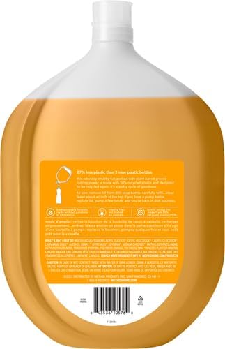 Method Gel Dish Soap Refill, Clementine Scent, Powerful Cleaning Formula, Large Refill Tub, Biodegradable Formula, Cuts Through Grease, 54 Fl Oz (Pack of 3)