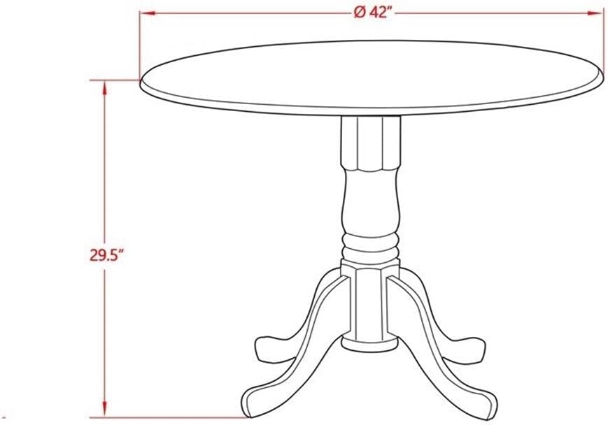 East West Furniture DMAV3-OAK-C 3 Piece Dining Room Table Set Contains a Round Dining Table with Dropleaf and 2 Linen Fabric Upholstered Chairs, 42x42 Inch, Oak