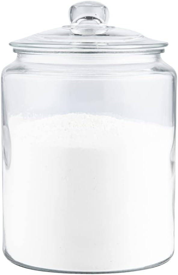 Restaurantware Glass Storage Containers - 1 Count 6 Liter Airtight Kitchen Canisters - Pantry Jars With Lids For Food - Clear Crystal Glass