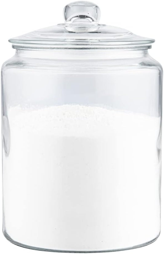Restaurantware Glass Storage Containers - 1 Count 6 Liter Airtight Kitchen Canisters - Pantry Jars With Lids For Food - Clear Crystal Glass
