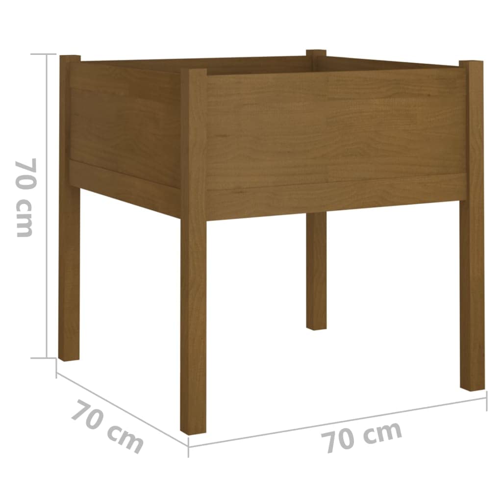 hliofuir Set of 2 Large Square Garden Planter Boxes, Solid Pine Wood in Rustic Honey Brown, Outdoor Flower Pots for Garden and Terrace, 27.6 x 27.6 x 27.6 Inches