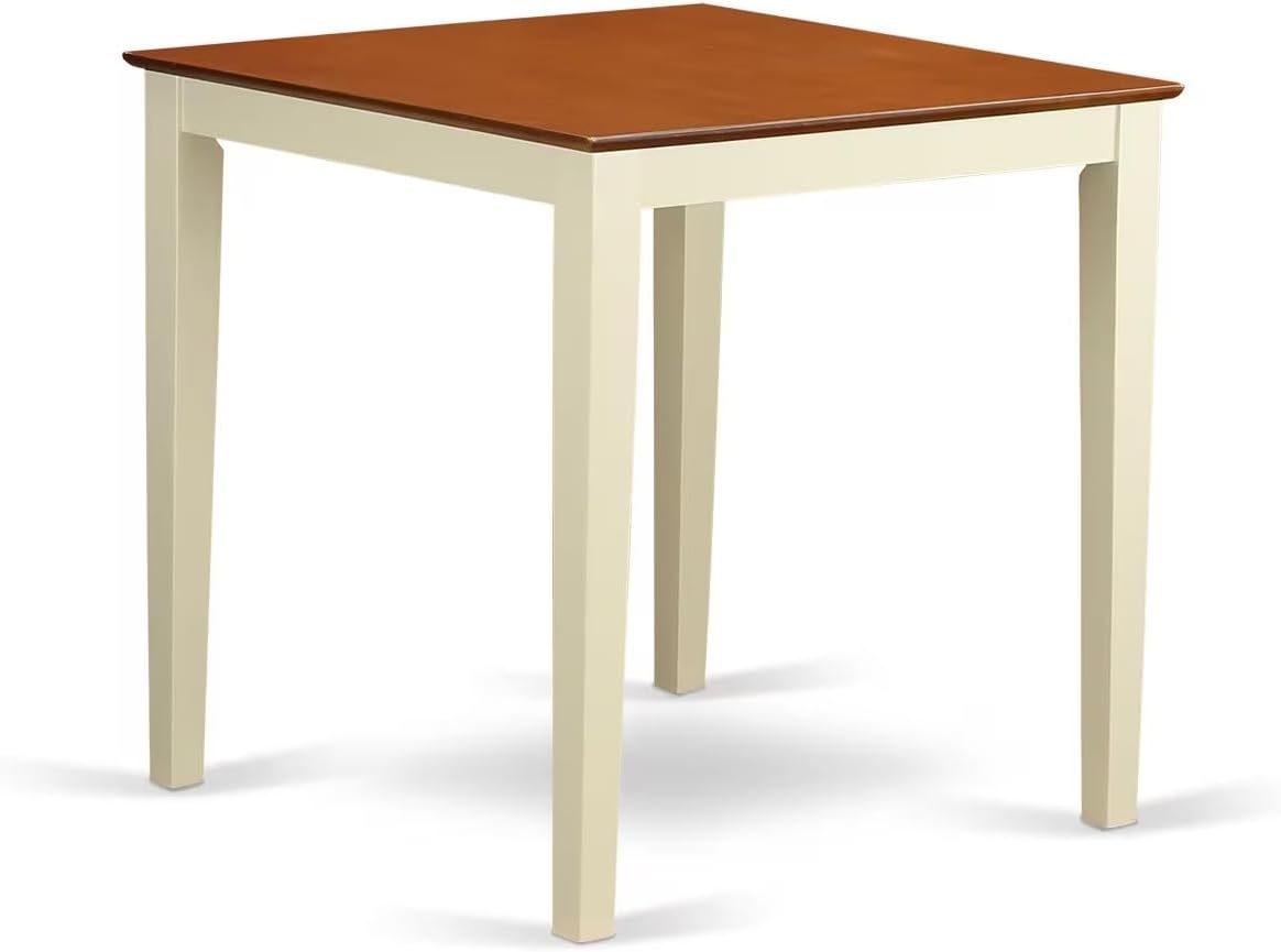 East West Furniture YAVN5-WHI-C 5 Piece Kitchen Counter Set Includes a Rectangle Dining Room Table and 4 Linen Fabric Upholstered Dining Chairs, 30x48 Inch, Buttermilk & Cherry