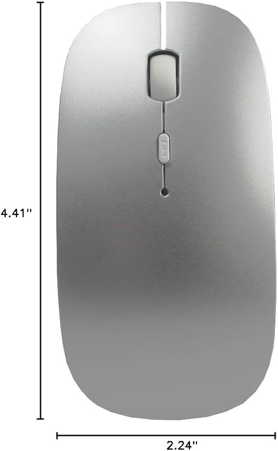 SUNGI Bluetooth Mouse,Wireless Slim Silent Mouse Jiggler Rechargable Mouse for iPad/MacBook/Tablet/PC/iPhone/Cellphone,Gray