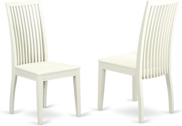 East West Furniture SHIP3-LWH-W 3 Piece Dinette Set for Small Spaces Contains a Round Kitchen Table with Pedestal and 2 Dining Chairs, 42x42 Inch, Linen White
