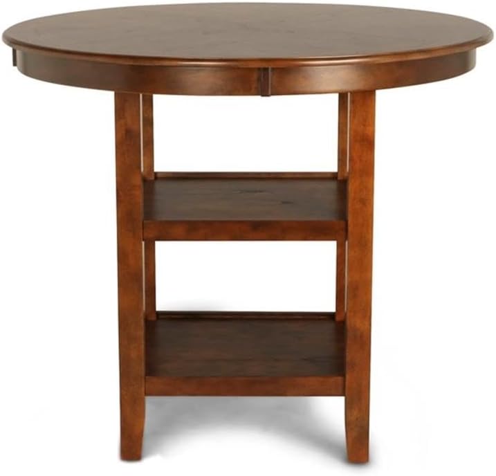 New Classic Furniture Gia 5-Piece Round Counter Height Set with 1 Dining Table and 4 Chairs, 42", Brown