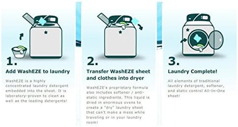 WashEZE 3 in 1 Laundry Detergent Sheets Unscented 40 count with Fabric Softener Fragrance and Phosphate Free- More efficient than pods pacs powders or liquids