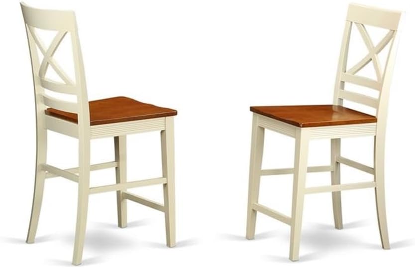 East West Furniture VNQU5-WHI-W 5 Piece Kitchen Counter Set Includes a Square Dining Room Table and 4 Dining Chairs, 36x36 Inch, Buttermilk & Cherry